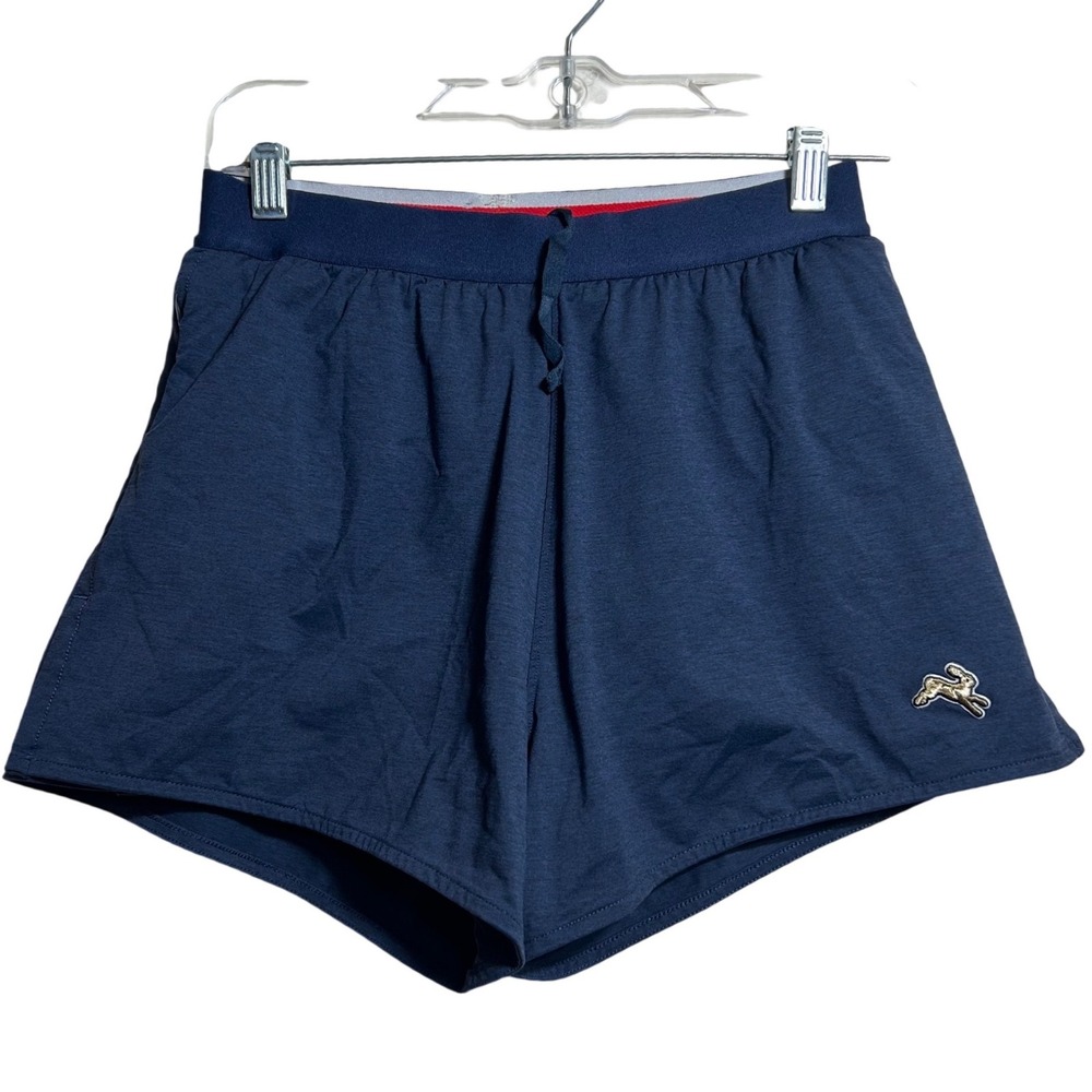Tracksmith Mens Navy Blue Running Shorts Small Lined Gold Hare Logo